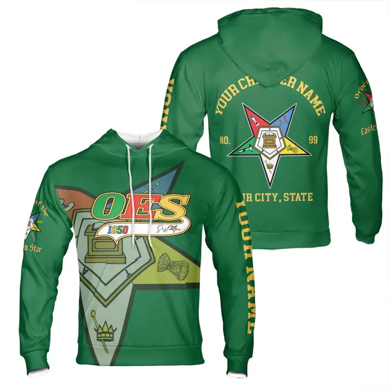 Personalized Multi-color Order of the Eastern Star OES Hoodie 3D