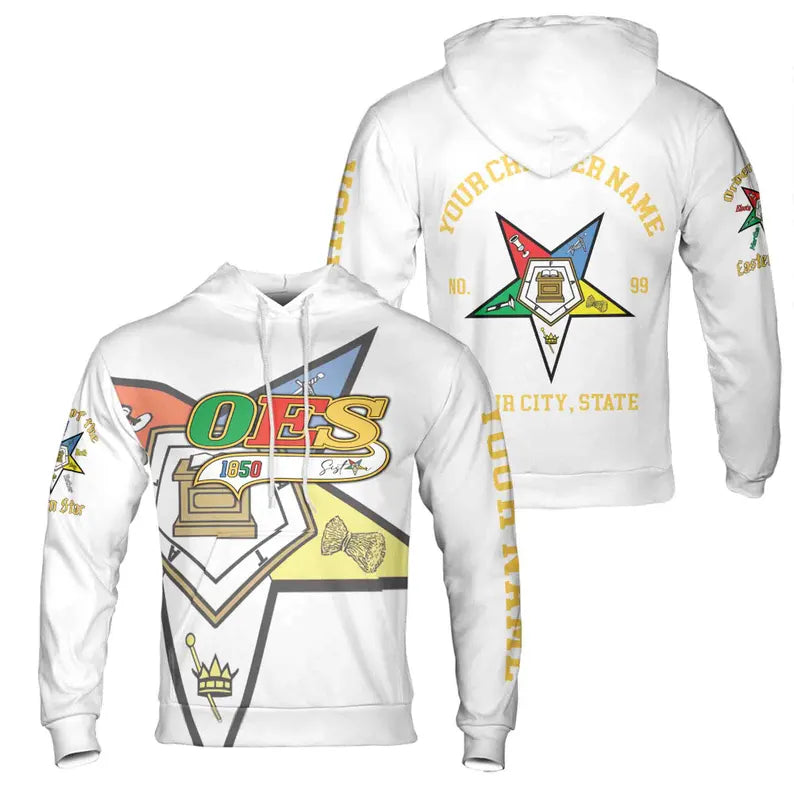 Personalized Multi-color Order of the Eastern Star OES Hoodie 3D