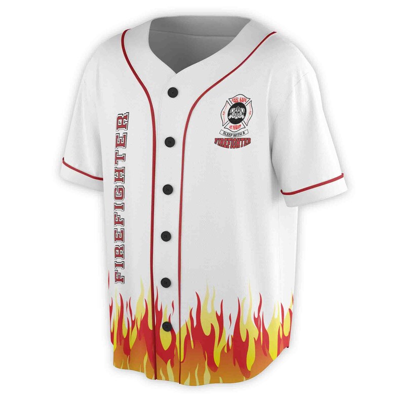 Personalized firefighter dad baseball jersey custom name firefighter gift for dad fathers day, 3D Baseball Jersey Shirt