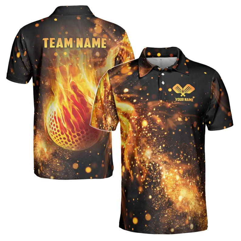 Customize Name Fiery Multiple Sports Options Black 3D Men's Polo Shirt