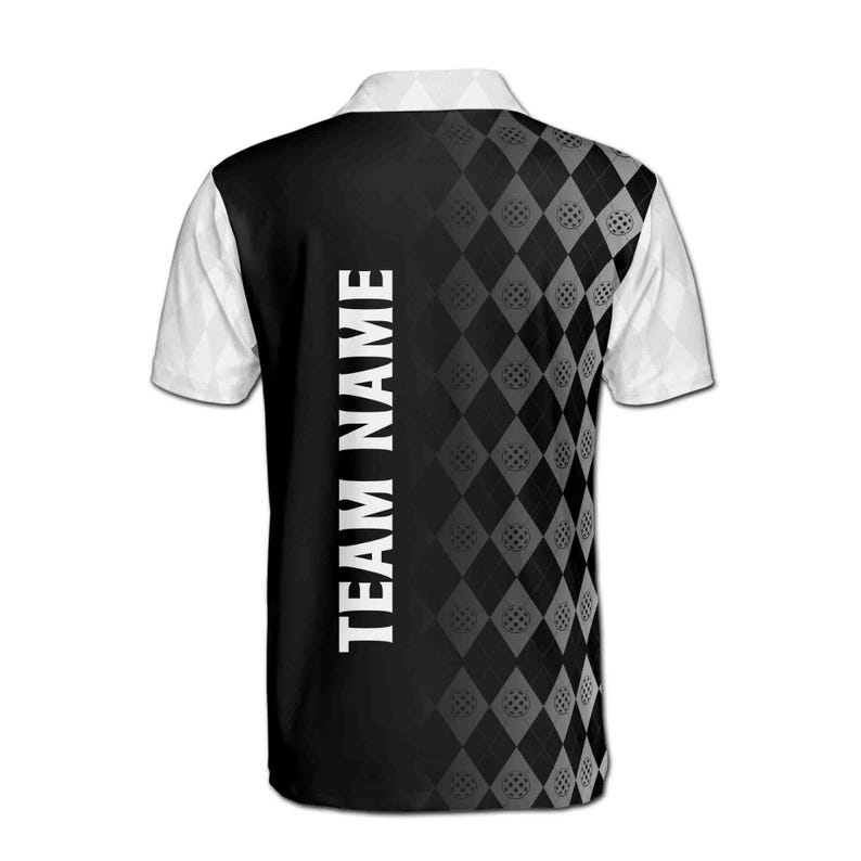 Customize Name Pickleball Paddle Fade Pattern Black and White 3D Polo Shirt Men