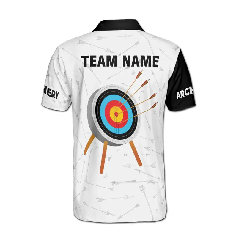 Customize Name Archery Bow Board Arrow Pattern White 3D Men's Polo Shirt
