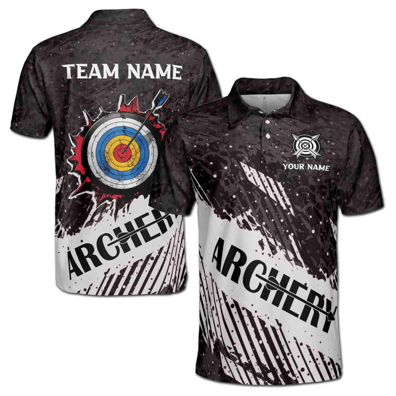 Customize Name Archery Arrow Board Snow Course Gray-White 3D Polo Shirt Men