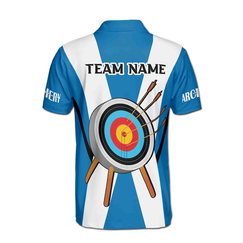 Customize Name Archery Arrow Board X-Cross Blue-White 3D Polo Shirt Men