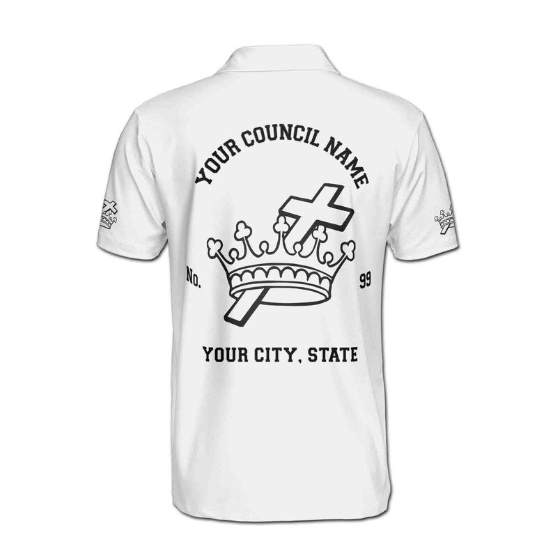 Customize Name Knight Templar Freemason White 3D Polo Shirt