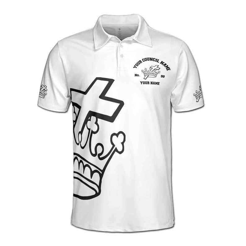 Customize Name Knight Templar Freemason White 3D Polo Shirt