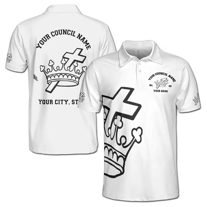 Customize Name Knight Templar Freemason White 3D Polo Shirt
