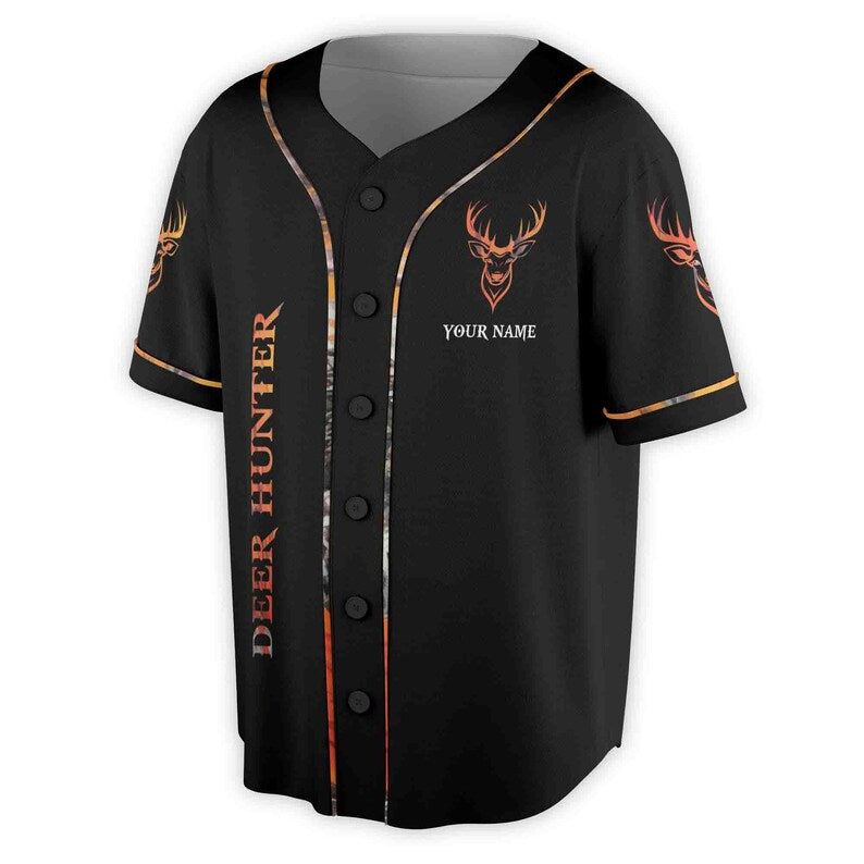 Personalized hunting baseball jersey deer hunter dad custom name hunting gift for dad, 3D Baseball Jersey Shirt