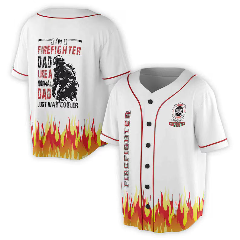 Personalized firefighter dad baseball jersey custom name firefighter gift for dad fathers day, 3D Baseball Jersey Shirt