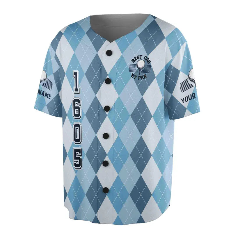 Best Dad By Par Baseball Jersey, Personalized Name Number Shirt, Golf Dad Gift, Custom Sports Jersey for Father, 3D Baseball Jersey Shirt