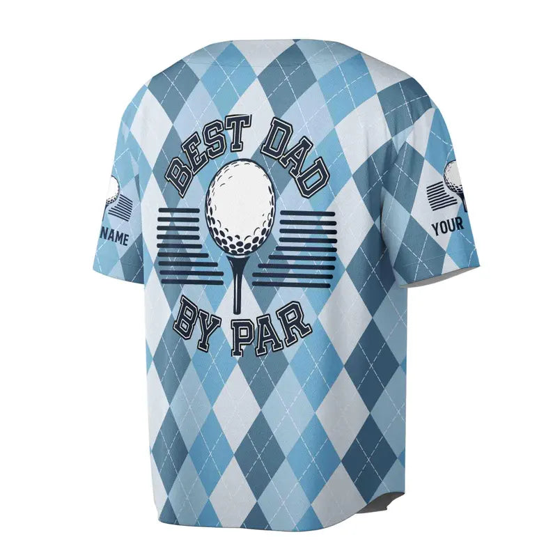 Best Dad By Par Baseball Jersey, Personalized Name Number Shirt, Golf Dad Gift, Custom Sports Jersey for Father, 3D Baseball Jersey Shirt