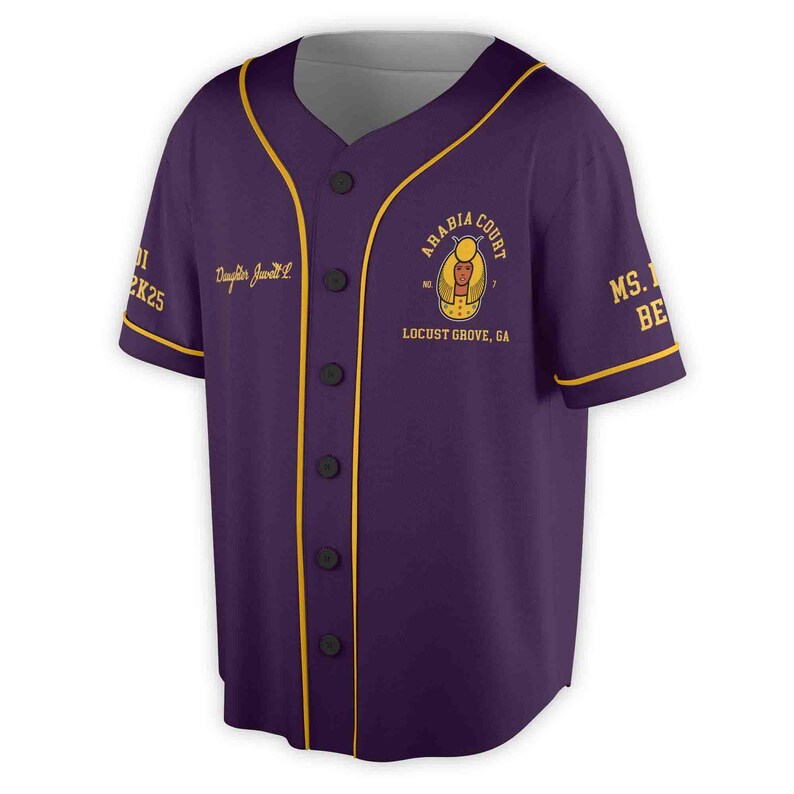 Egyptian Queen Baseball Jersey, Custom Name Number Shirt, Purple Gold Team Jersey, Personalized Baseball Shirt Unisex, 3D Baseball Jersey Shirt