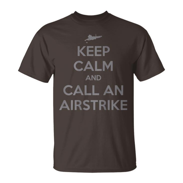 Keep Calm And Call An Airstrike Humor -Adults Black Small Short Sleeve T-Shirt