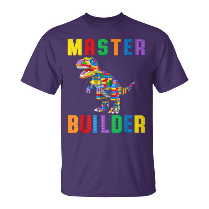 Master Builder Building Blocks Bricks T-Rex Dinosaur T-Shirt