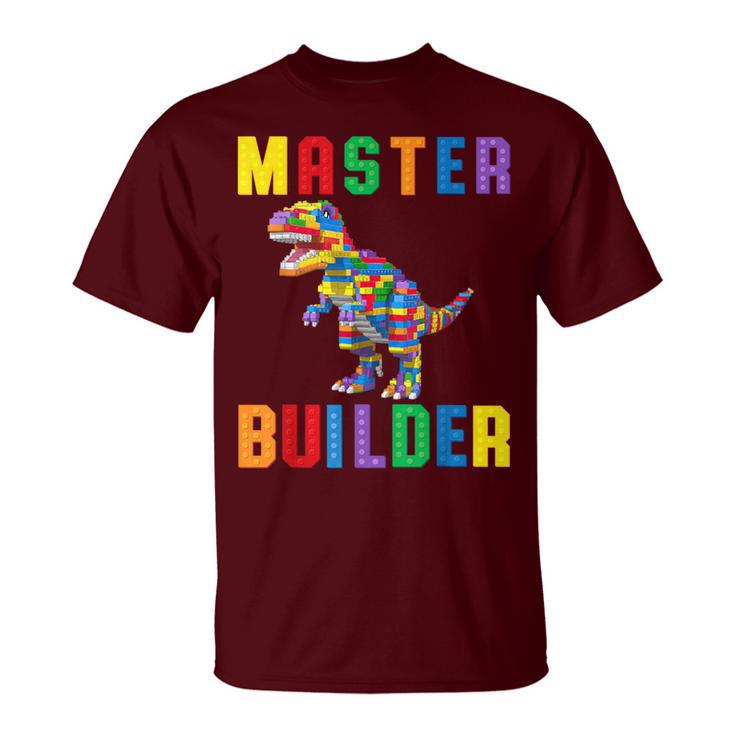 Master Builder Building Blocks Bricks T-Rex Dinosaur T-Shirt