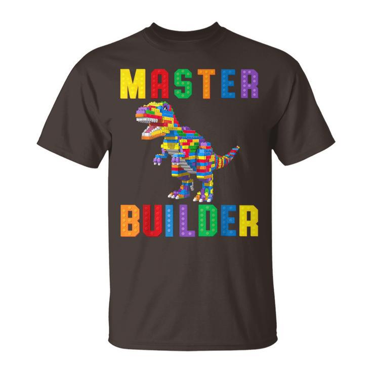 Master Builder Building Blocks Bricks T-Rex Dinosaur T-Shirt