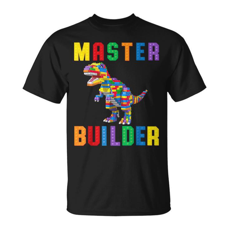 Master Builder Building Blocks Bricks T-Rex Dinosaur T-Shirt