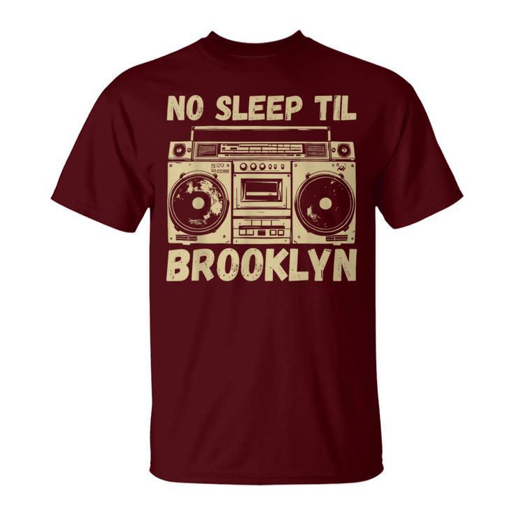 No Sleep Til Brooklyn Retro Boombox Vintage Music T-Shirt