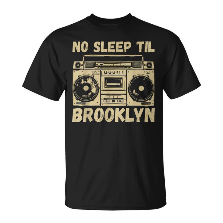 No Sleep Til Brooklyn Retro Boombox Vintage Music T-Shirt