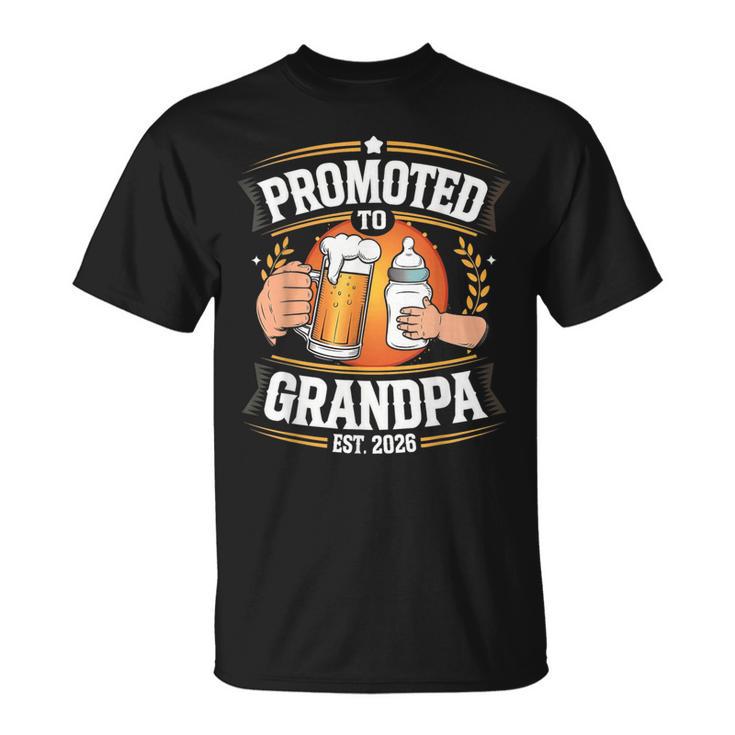 Promoted To Grandpa Est 2026 Beer Baby Bottle Mens T-Shirt
