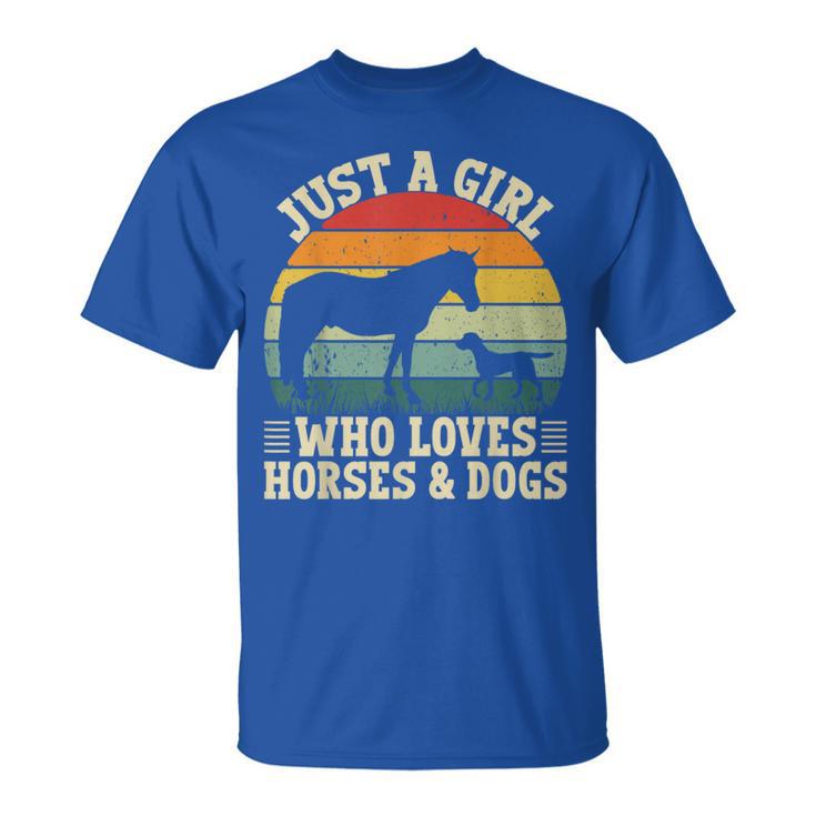 Retro Just A Girl Who Loves Horses And Dogs Girls T-Shirt