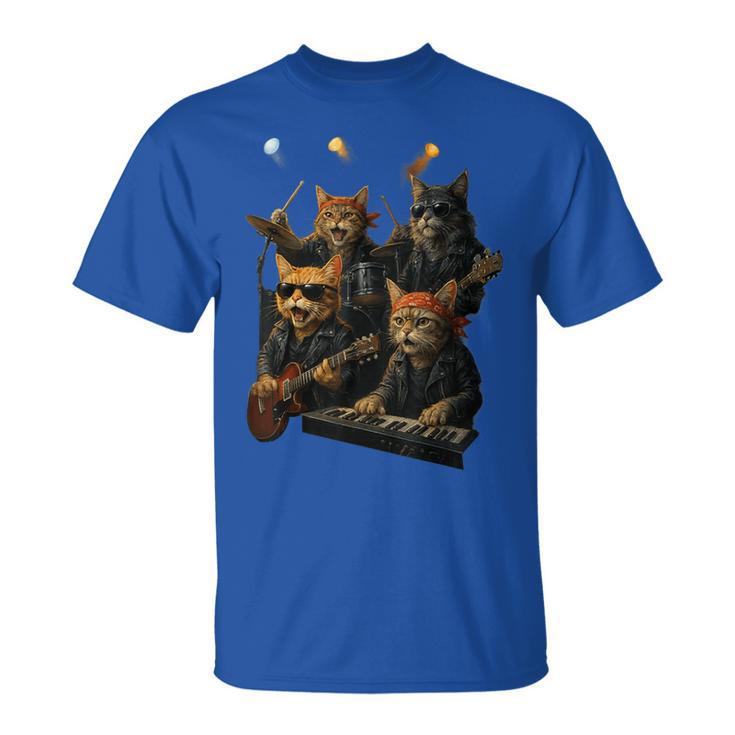 Rock Band Cats Cute Music-Themed Graphic T-Shirt