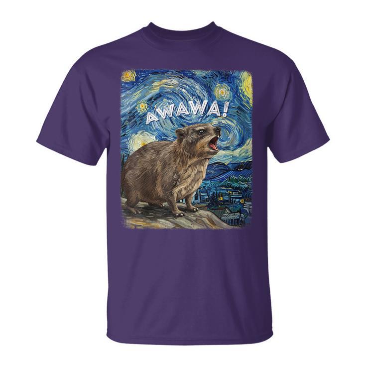 Rock Hyrax Awawa Groundhog Starry Night Van Gogh T-Shirt
