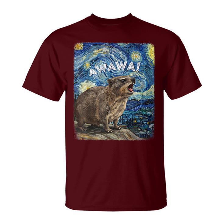 Rock Hyrax Awawa Groundhog Starry Night Van Gogh T-Shirt