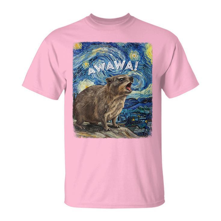 Rock Hyrax Awawa Groundhog Starry Night Van Gogh T-Shirt