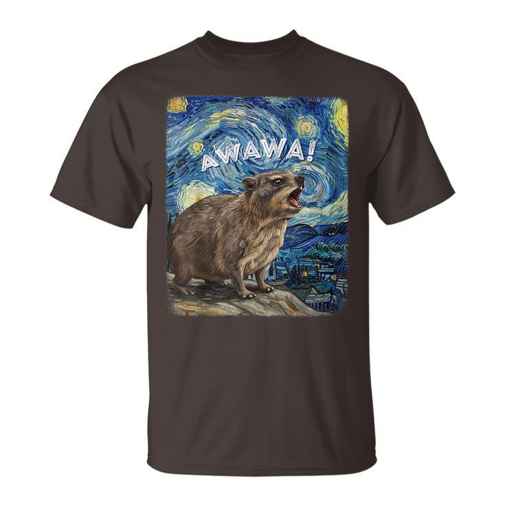 Rock Hyrax Awawa Groundhog Starry Night Van Gogh T-Shirt