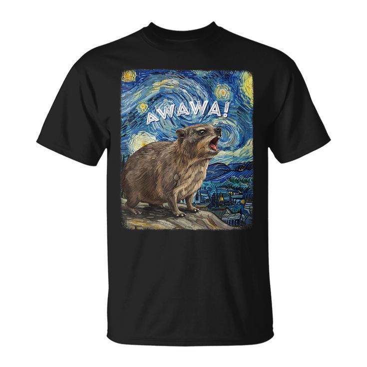 Rock Hyrax Awawa Groundhog Starry Night Van Gogh T-Shirt