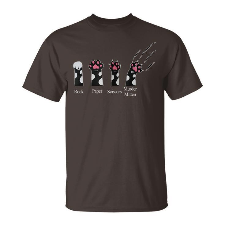 Rock Paper Scissors Murder Mittens Cute Cats Saying T-Shirt