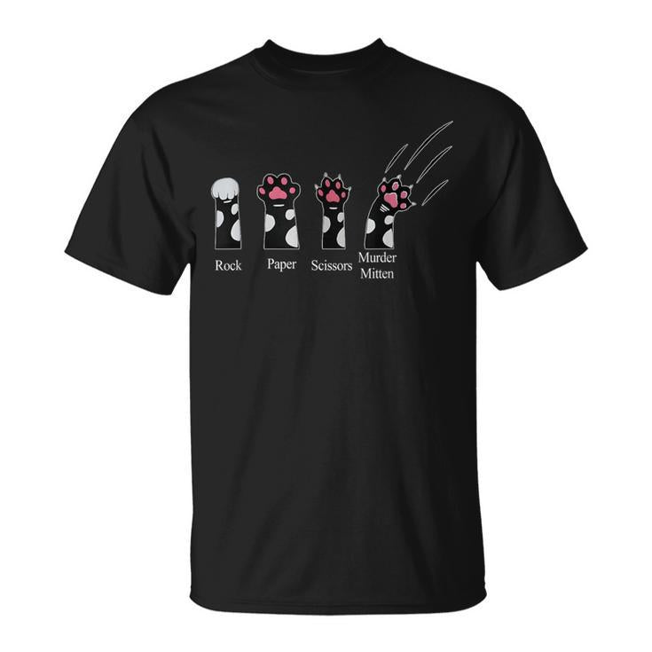 Rock Paper Scissors Murder Mittens Cute Cats Saying T-Shirt