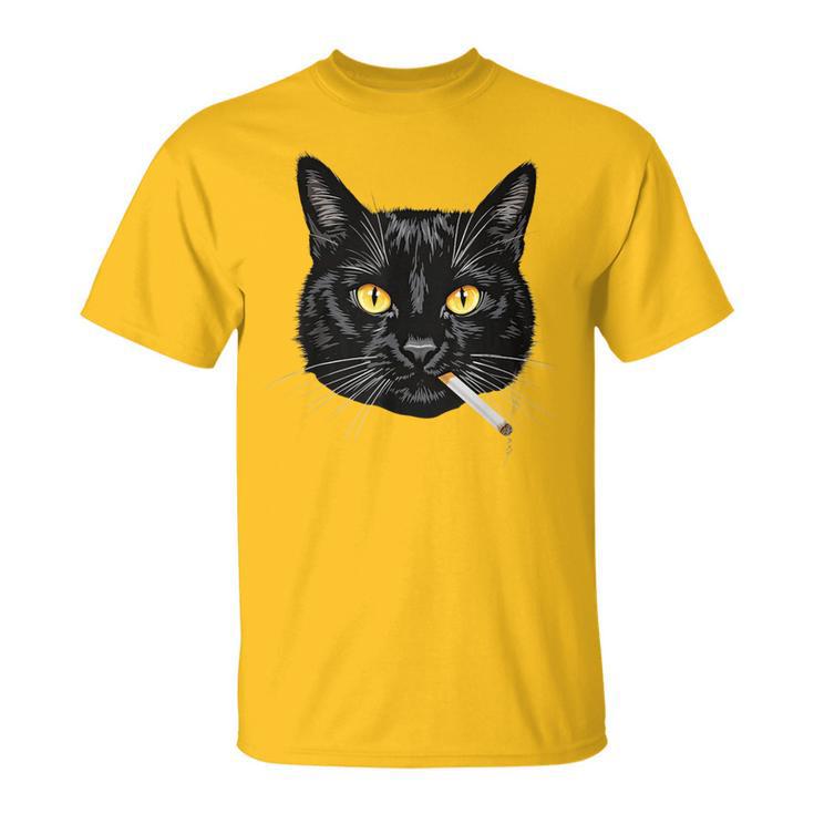 Smoking Cat Aesthetic Black-Cat Dad Meow Kitten Cat Lovers T-Shirt