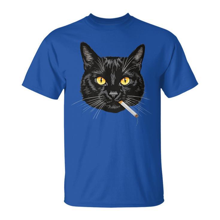 Smoking Cat Aesthetic Black-Cat Dad Meow Kitten Cat Lovers T-Shirt