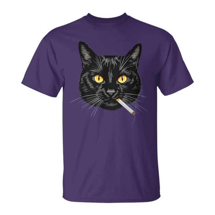 Smoking Cat Aesthetic Black-Cat Dad Meow Kitten Cat Lovers T-Shirt