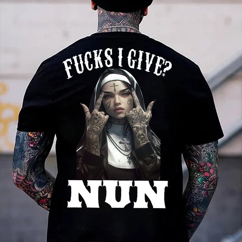 F*CKS I GIVE NUN Defiant Nun Print Men's T-Shirt