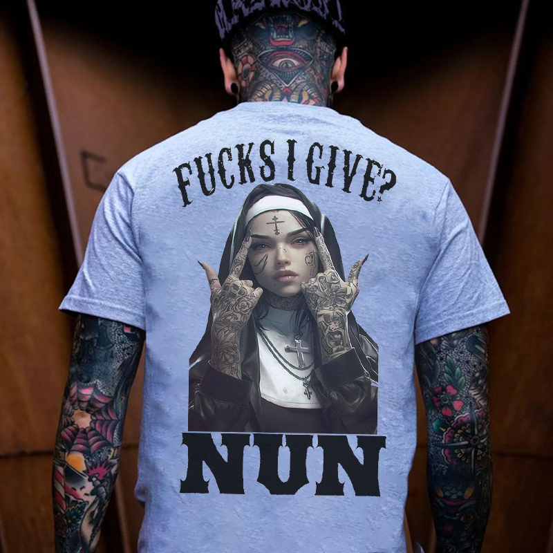 F*CKS I GIVE NUN Defiant Nun Print Men's T-Shirt