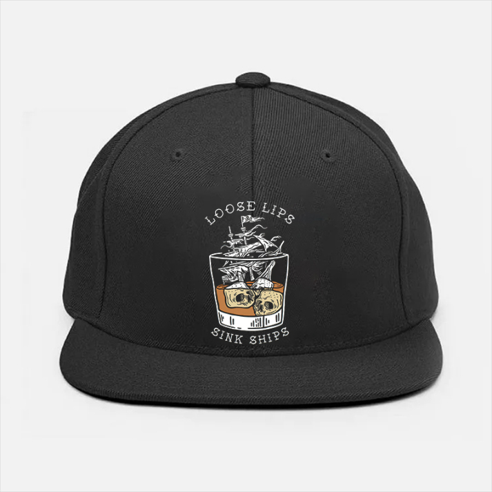 LOOSE LIPS SINK SHIPS Skull Ship Fashion Cap