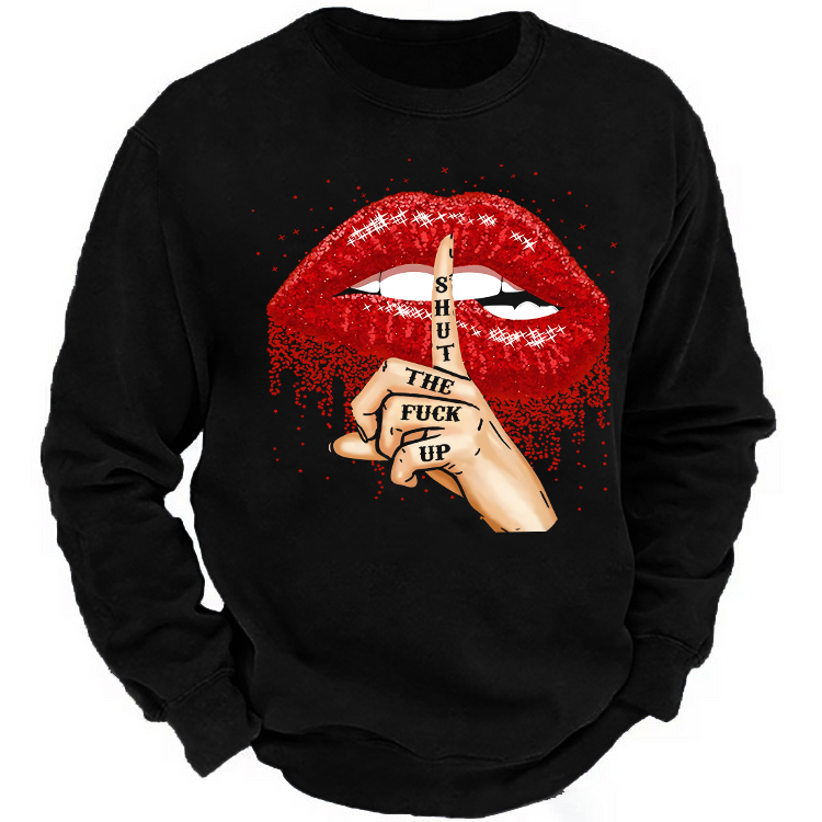 SHUT THE F*CK UP Red Lips Print Men's Sweatshirt