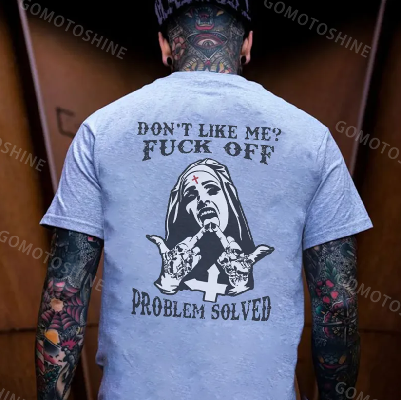 DON'T LIKE ME Defiant Nun Black Print T-Shirt