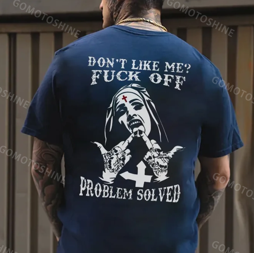 DON'T LIKE ME Defiant Nun Black Print T-Shirt