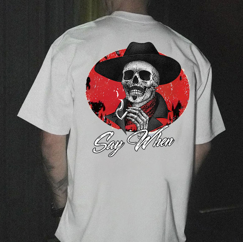 SAY WHEN Skeleton Print Men's T-Shirt