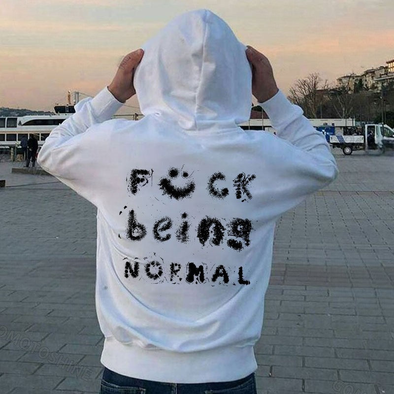 F*CK BEING NORMAL Starry Letter Black Print Hoodie