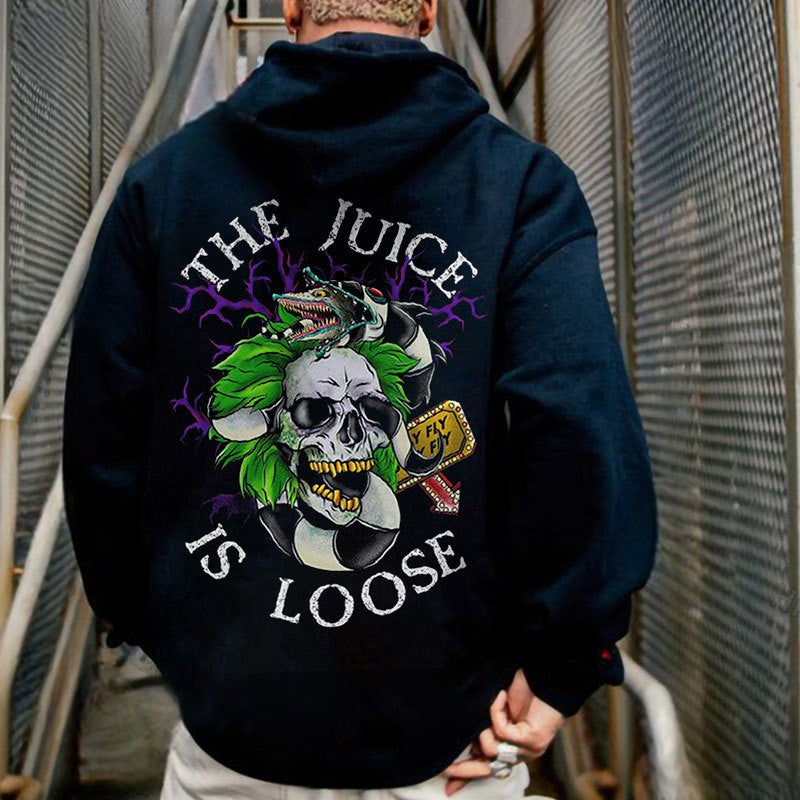 THE JUICE IS LOOSE Skull And Venomous Snake Print Men's Hoodie