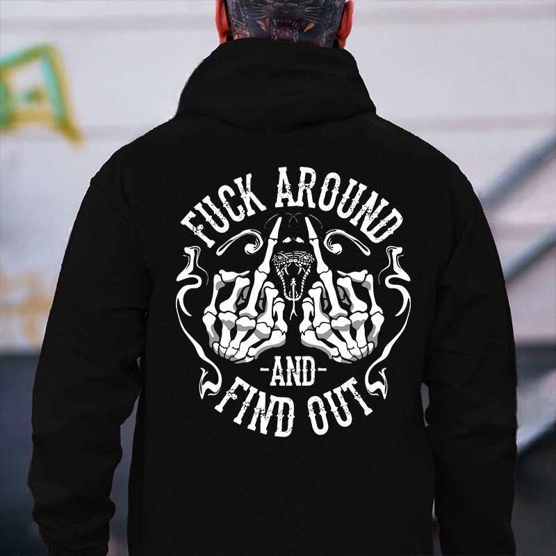 F*CK AROUND AND FIND OUT Bone Hand Print Men's Hoodie