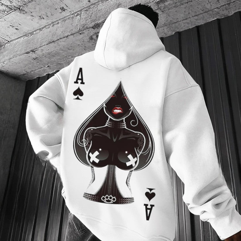 Poker A The Queen of Spades Sexy Nun Print Men's Hoodie
