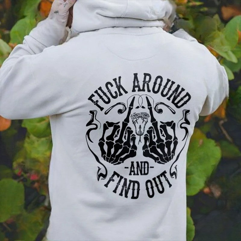 F*CK AROUND AND FIND OUT Bone Hand Print Men's Hoodie