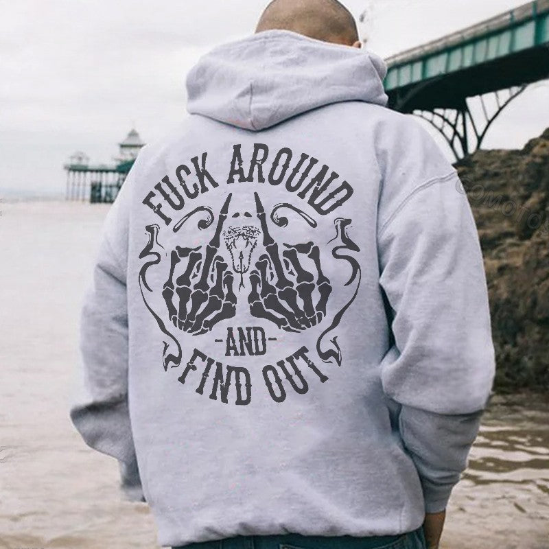 F*CK AROUND AND FIND OUT Bone Hand Print Men's Hoodie