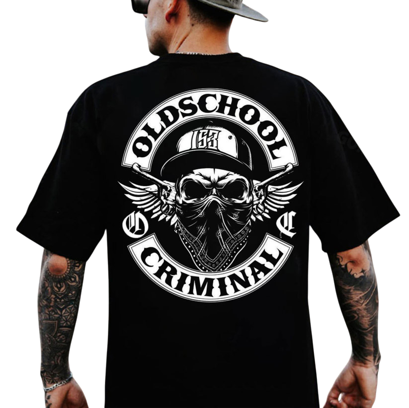 OLD SCHOOL CRIMINAL Hip-hop Skull Print Men's T-Shirt